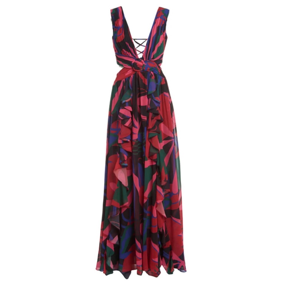 PatBO Rio Cut Out Ruffle Maxi Dress Multicolor 4 NWT - Picture 6 of 16